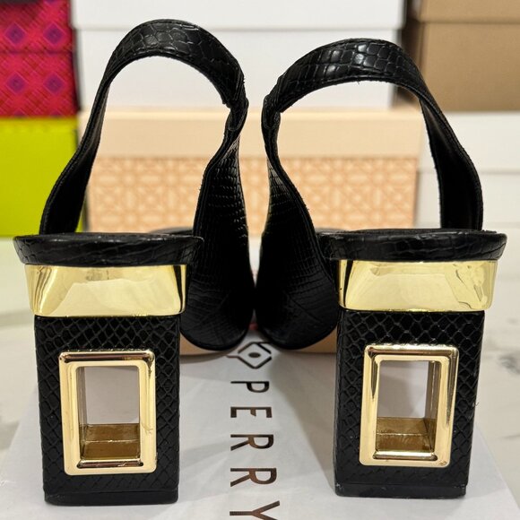 Katy Perry The Hollow Heel Sling Back Snake Embossed Black - Picture 7 of 10